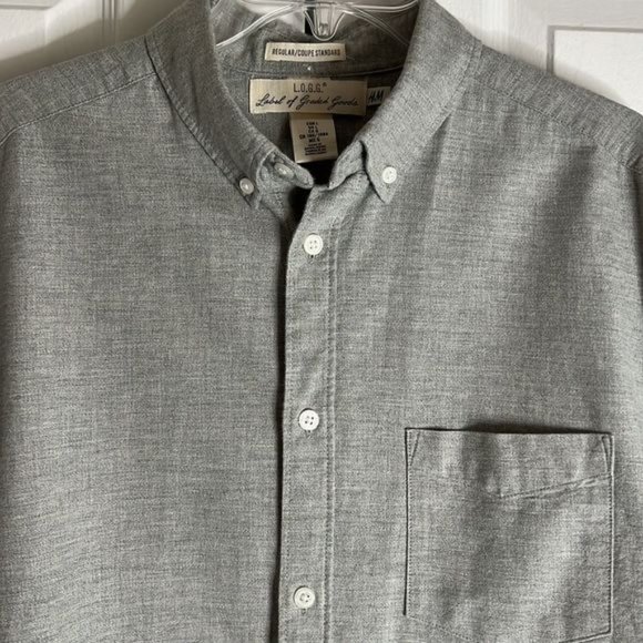 L.O.G.G By H&M Men’s Grey Button Down Shirt Size L - Picture 2 of 8